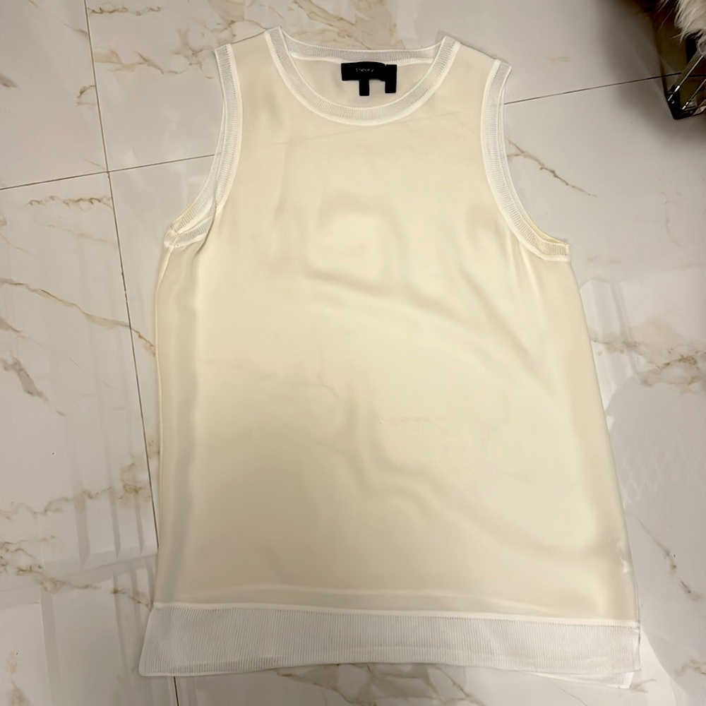 Theory White Silk Shell Top